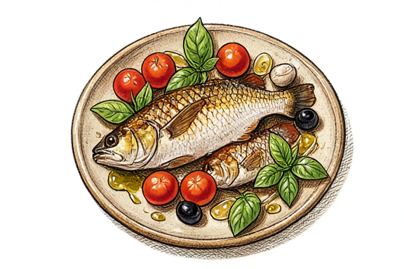 Air Fryer Branzino al Forno with Cherry Tomatoes and Olives