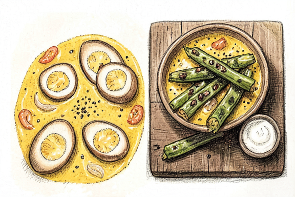 Air Fryer Egg Curry with Air-Fried Okra