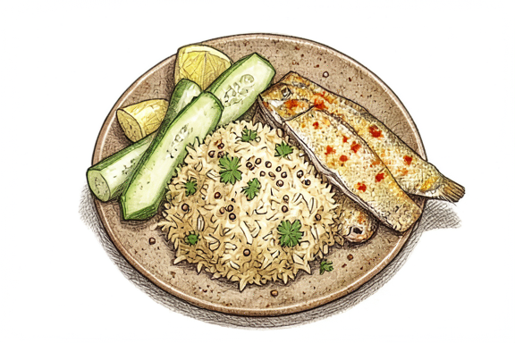 Air Fryer Fish Amritsari with Lemon Rice
