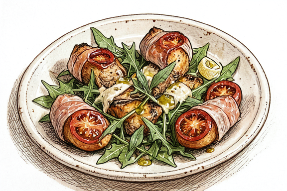 Air Fryer Involtini di Vitello con Salvia e Prosciutto su Rucola