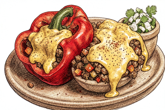 Air Fryer Picadillo Stuffed Peppers