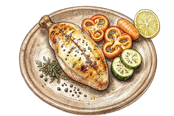 Air Fryer Pollo alla Griglia with Lemon Oregano Vegetables