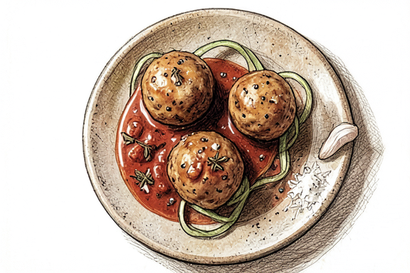 Air Fryer Polpette al Sugo with Zucchini Noodles