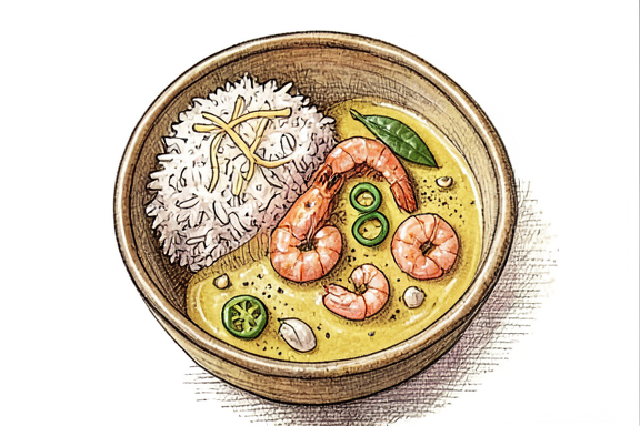 Air Fryer Prawn Moilee with Coconut Rice