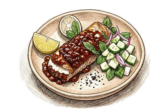 Air Fryer Salmon Tikka with Cucumber Salad