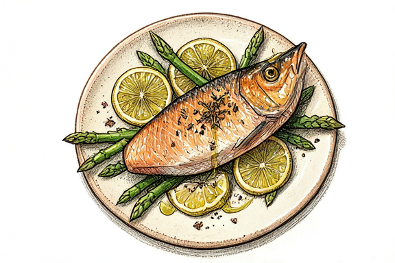 Air Fryer Salmone al Limone with Asparagus