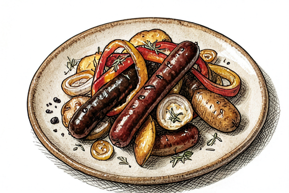 Air Fryer Salsiccia e Peperoni with Roasted Potatoes