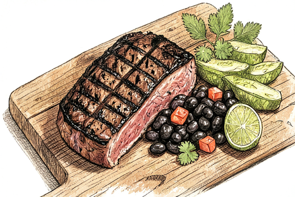 Carne Asada con Nopales y Frijoles