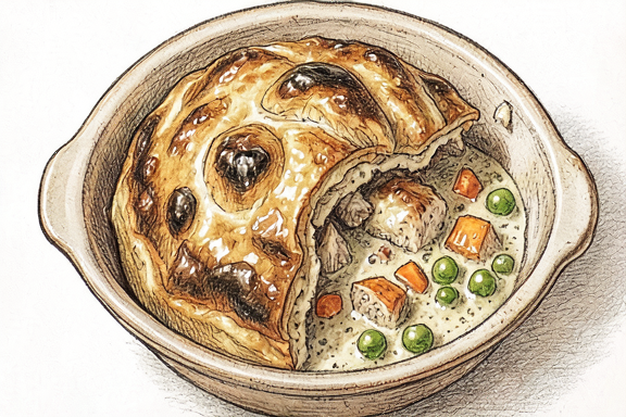 Chicken Pot Pie with Puff Pastry Crust