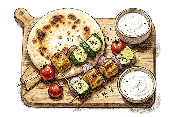 Cypriot Halloumi and Vegetable Skewers