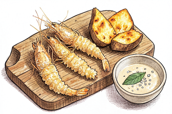 Ebi Tempura with Air-Fried Sweet Potato