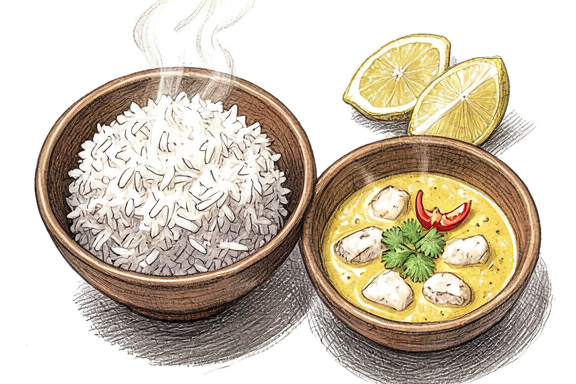 Goan Fish Curry with Steamed Rice