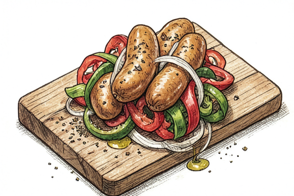 Italian Sausage with Air-Fried Peppers and Onions