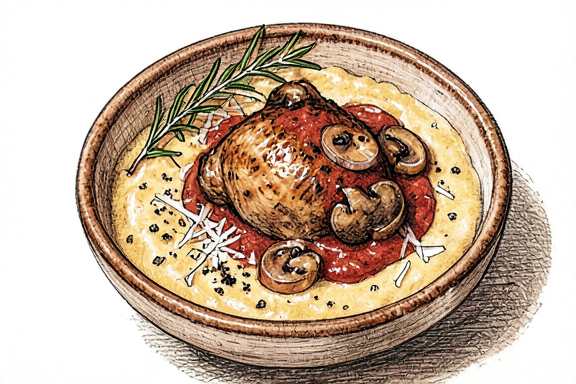 Pollo alla Cacciatora with Polenta