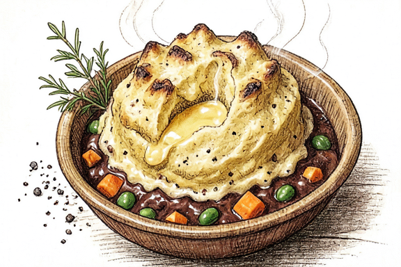 Shepherd's Pie with Ground Lamb and Mashed Potato Topping