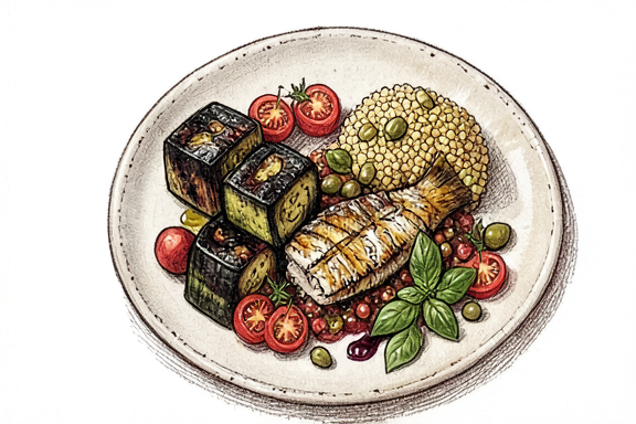 Sicilian Caponata with Grilled Fish