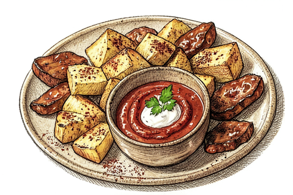 Spanish Patatas Bravas with Air-Fried Chorizo