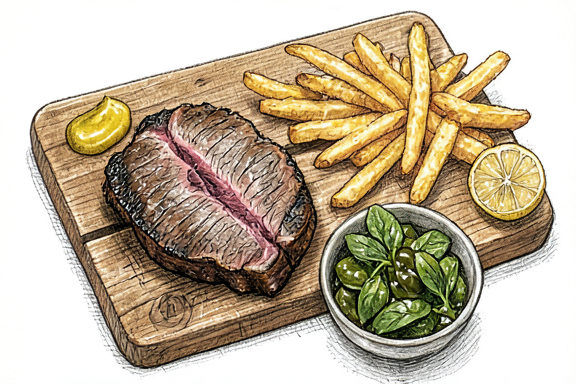Steak Frites with Watercress Salad