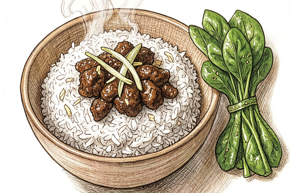 Tori Soboro Don with Sautéed Spinach