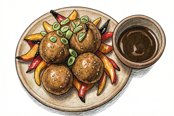 Tori Tsukune with Air-Fried Bell Peppers