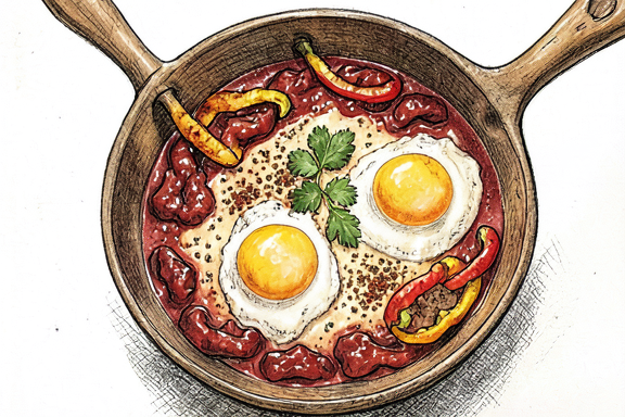 Tunisian Egg Shakshuka with Air-Fried Peppers