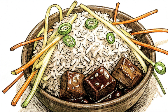 Vietnamese Caramelized Pork Bowls (Thit Kho) with Rice and Pickled Daikon